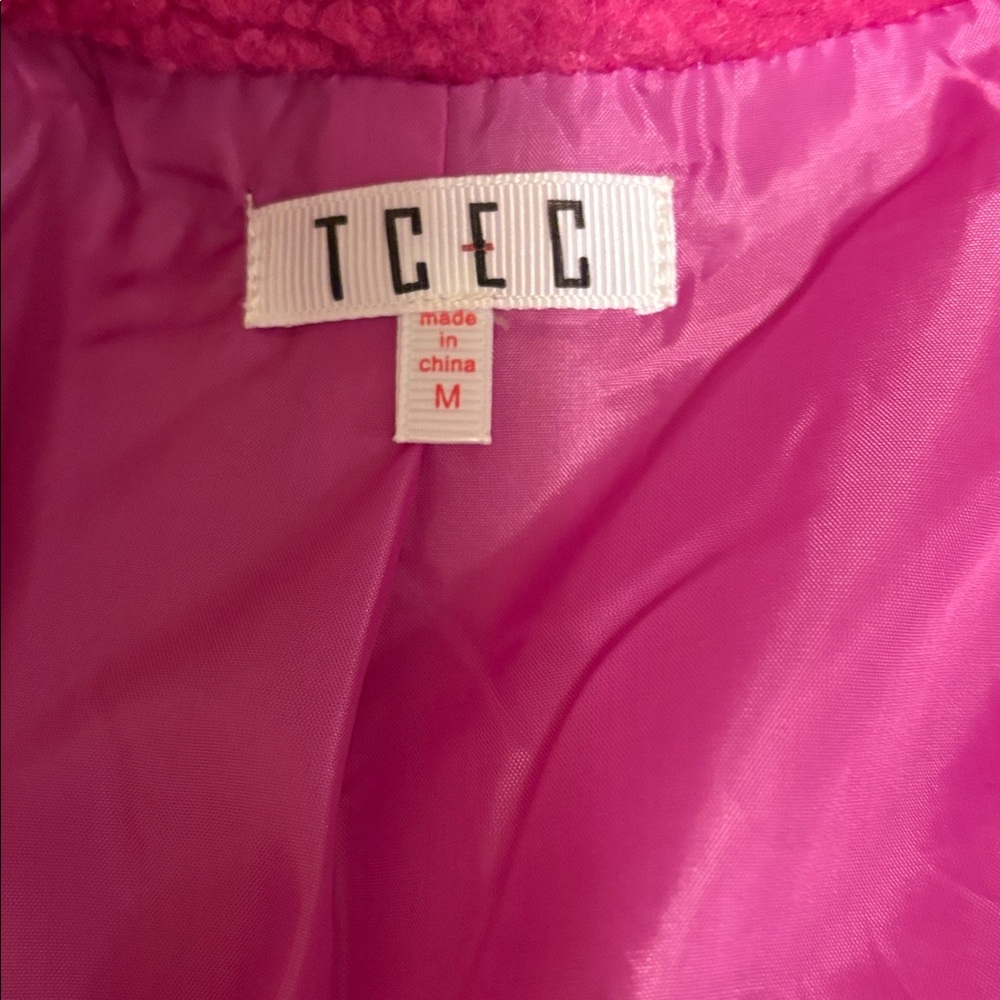 TCEC Two-Tone Pink and Red Teddy Jacket - Picture 2 of 5